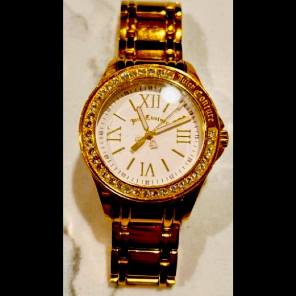 🎁Vintage Juicy Couture rhinestone gold/white watch